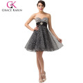 Grace Karin reife Damen schwarze Cocktailkleider 2015 trägerlose Schatz Sequins wulstige kurze Cocktailparty Kleid CL6139